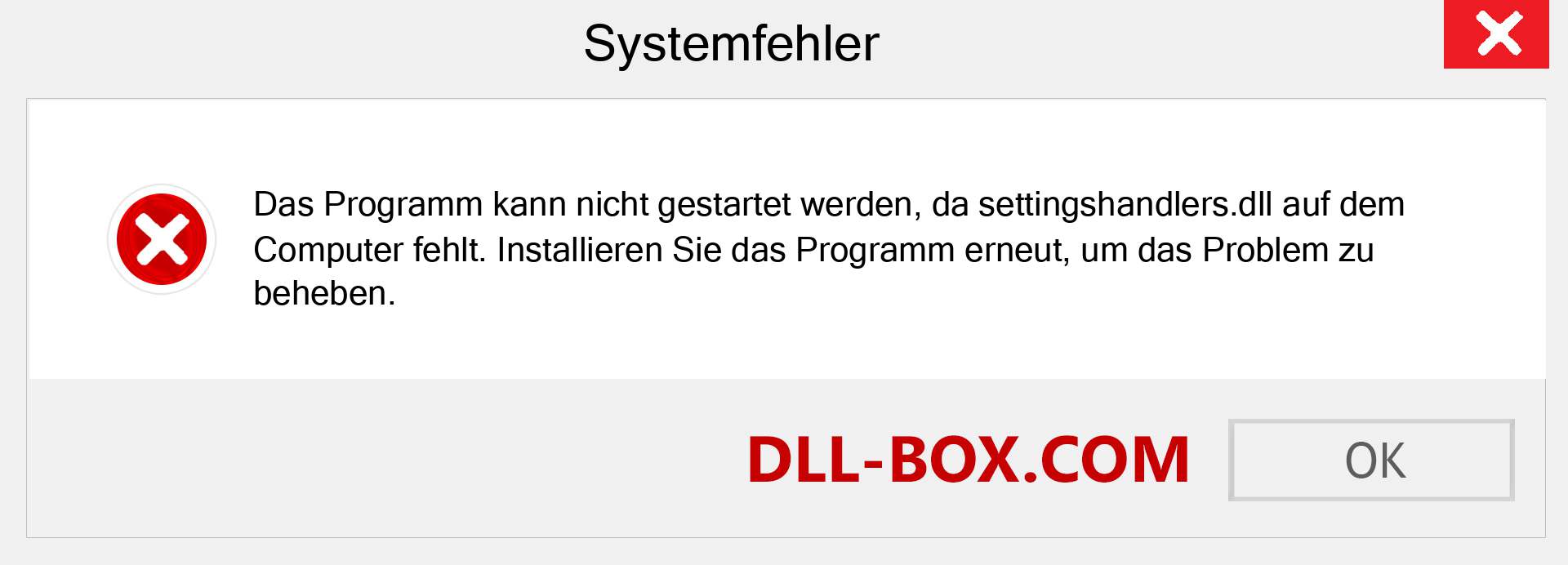 settingshandlers.dll-Datei fehlt?. Download für Windows 7, 8, 10 - Fix settingshandlers dll Missing Error unter Windows, Fotos, Bildern